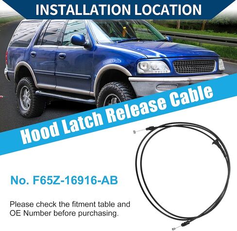 No.F65Z-16916-AB Hood Latch Release Cable for Ford F-150 1997-2004 for Ford Expedition 1997-2002/ Inner/Durable Metal Plastic/ 1 Pcs Black in Saudi Arabia