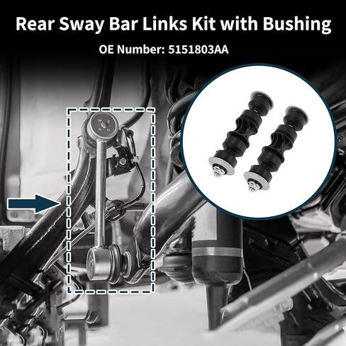 No.5151803AA وصلات قضيب التثبيت الخلفي لـ DODGE CALIBER 2010-2012 Sway Bar Link Kits تعليق بار نهاية الروابط أسود 2 قطعة in Saudi Arabia