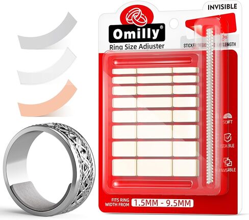 Omilly Ring Size Adjuster for Loose Rings, 144 Pack 16 Sizes 6 Sheets Ring Guards, Invisible Ring Fitter, EVA Ring Tightener Set for Different Band Widths for Women and Men in Kuwait