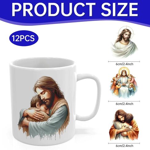 12PCS UV DTF Cup Wrap,Jesus UV DTF Cup Wraps Transfer Stickers,Easy to Operate and Design,Suitable for Party Decoration, Birthday Decoration, Home Decoration in Saudi Arabia