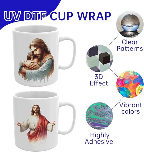 12PCS UV DTF Cup Wrap,Jesus UV DTF Cup Wraps Transfer Stickers,Easy to Operate and Design,Suitable for Party Decoration, Birthday Decoration, Home Decoration in Saudi Arabia