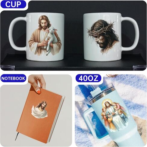 12PCS UV DTF Cup Wrap,Jesus UV DTF Cup Wraps Transfer Stickers,Easy to Operate and Design,Suitable for Party Decoration, Birthday Decoration, Home Decoration in Saudi Arabia
