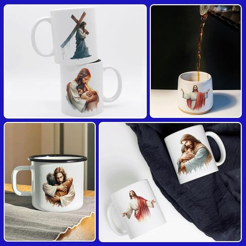 12PCS UV DTF Cup Wrap,Jesus UV DTF Cup Wraps Transfer Stickers,Easy to Operate and Design,Suitable for Party Decoration, Birthday Decoration, Home Decoration in Saudi Arabia
