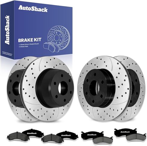 AutoShack Front & Rear Brake Rotors Premium Ceramic Brake Pads Replacement For Chevrolet Suburban 1500 Tahoe Cadillac Escalade EXT GMC Sierra 1500 2000-2006 Yukon XL 1500 4WD 12-PC Brake Kit in Saudi Arabia
