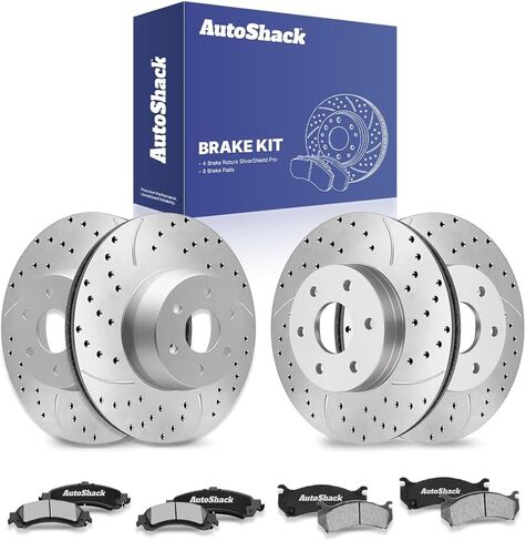 AutoShack Front & Rear Brake Rotors Premium Ceramic Brake Pads Replacement For Chevrolet Suburban 1500 Tahoe Cadillac Escalade EXT GMC Sierra 1500 2000-2006 Yukon XL 1500 4WD 12-PC Brake Kit in Saudi Arabia
