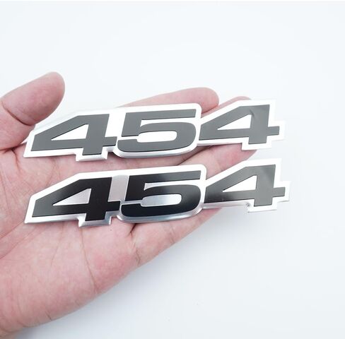 Pair Set VMS Racing 454 Letter Highly Polished Real Aluminum Car Truck Engine Swap Badge Emblem Nameplate (Silver Black) in Saudi Arabia