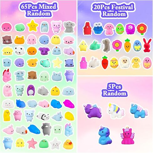 130Pcs Mochi Squishy Toys, Kawaii Squishies, Mini Fidget Toys Bulk for Kids, Party Favors Class Prizes Valentines Day Easter Egg Fillers,Christmas Goodies Bag Stuffers for Boys Girls in Kuwait