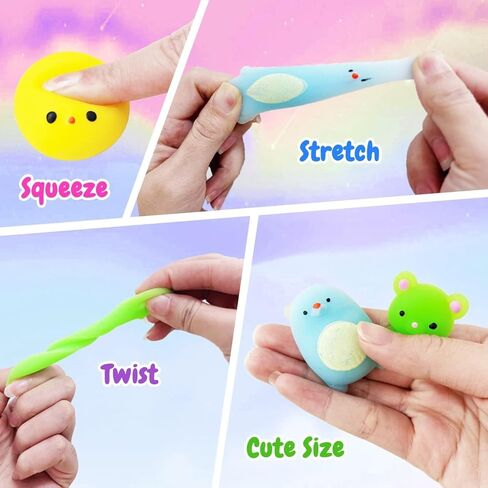 130Pcs Mochi Squishy Toys, Kawaii Squishies, Mini Fidget Toys Bulk for Kids, Party Favors Class Prizes Valentines Day Easter Egg Fillers,Christmas Goodies Bag Stuffers for Boys Girls in Kuwait