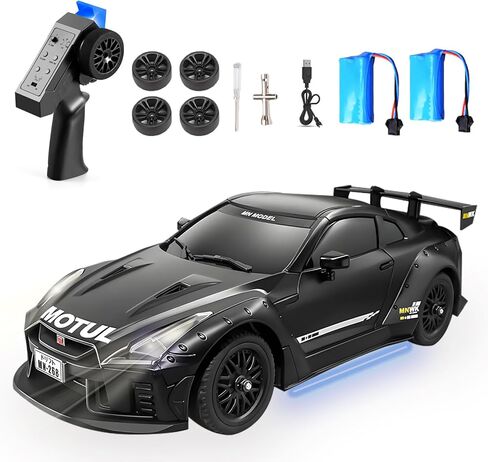 سيارة الانجراف RC، بمقياس 1:16 MN268 GTR سيارة الانجراف بجهاز التحكم عن بعد مع الدوران، أضواء LED، إطارات الانجراف، 4WD 20 كم / ساعة عالية السرعة الانجراف سيارة هواية RC ألعاب للبالغين والمراهقين (بطاريتان) in Kuwait