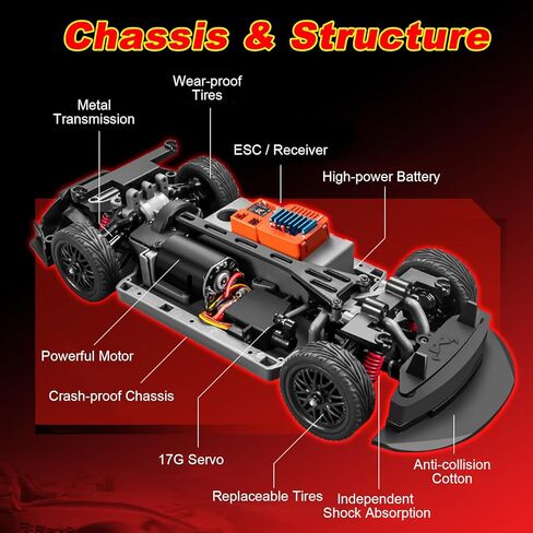 سيارة الانجراف RC، بمقياس 1:16 MN268 GTR سيارة الانجراف بجهاز التحكم عن بعد مع الدوران، أضواء LED، إطارات الانجراف، 4WD 20 كم / ساعة عالية السرعة الانجراف سيارة هواية RC ألعاب للبالغين والمراهقين (بطاريتان) in Kuwait