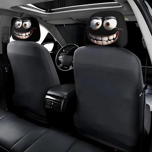 Funny Cartoon Car Headrest Covers – 2PCS Universal Fit,11×10.2 inch Double-Sided Print Car Seat Head Protector, Cute Funny Cartoon Eyes Cars Headrest Covers for Cars Vans Trucks (B, 4PCS) in Saudi Arabia