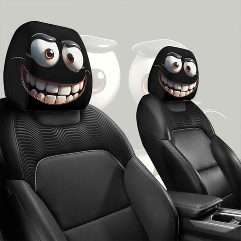 Funny Cartoon Car Headrest Covers – 2PCS Universal Fit,11×10.2 inch Double-Sided Print Car Seat Head Protector, Cute Funny Cartoon Eyes Cars Headrest Covers for Cars Vans Trucks (B, 4PCS) in Saudi Arabia