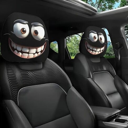 Funny Cartoon Car Headrest Covers – 2PCS Universal Fit,11×10.2 inch Double-Sided Print Car Seat Head Protector, Cute Funny Cartoon Eyes Cars Headrest Covers for Cars Vans Trucks (B, 4PCS) in Saudi Arabia