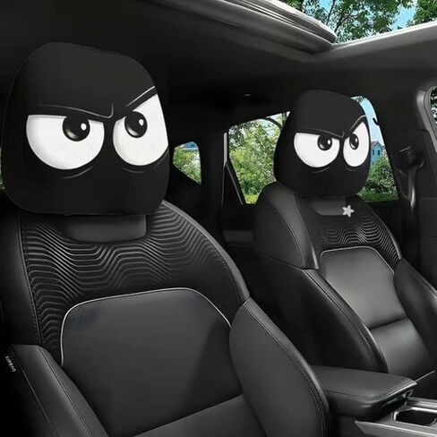Funny Cartoon Car Headrest Covers – 2PCS Universal Fit,11×10.2 inch Double-Sided Print Car Seat Head Protector, Cute Funny Cartoon Eyes Cars Headrest Covers for Cars Vans Trucks (B, 4PCS) in Saudi Arabia