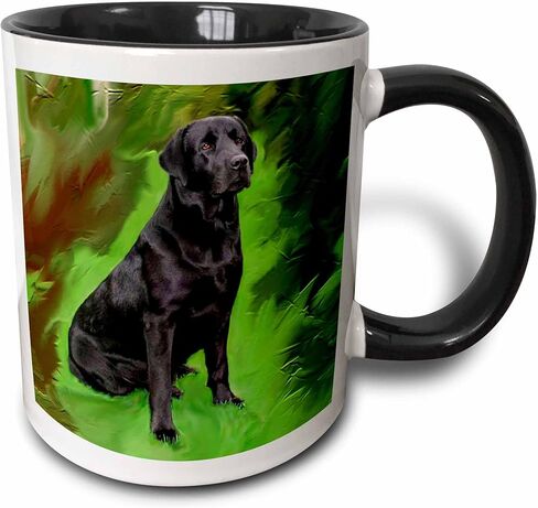 3dRose 3dRose Black Labrador Retriever - Two Tone Black Mug, 11oz , , Black/White in Saudi Arabia