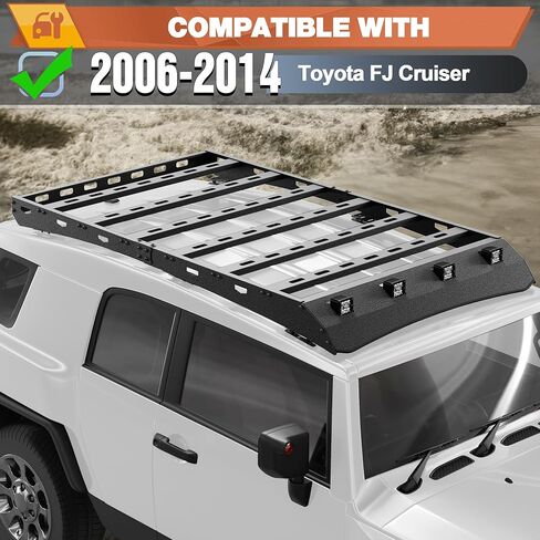 حامل البضائع على السقف لسيارة Toyota FJ Cruiser 2006-2014، سلة أمتعة شديدة التحمل مع قضبان متقاطعة من الفولاذ الكربوني in Kuwait