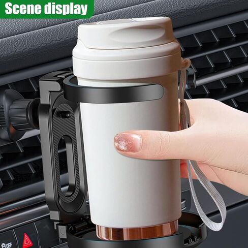 Car Air Vent Cup Holder, Foldable Shock-Proof Drink Holder Extender, Adjustable Vehicle Air Outlet Cup Retainer Stand, Truck Interior Bottle Accessory for SUV Sedan (Black) in Saudi Arabia