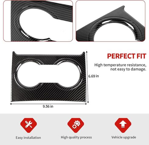 Jimen مناسب لسيارة شيفروليه سوبربان 2020-2025، مناسب لسيارة Chevy Tahoe 2021-2025، غطاء لوحة حامل الأكواب الأمامي (ألياف الكربون) in Kuwait