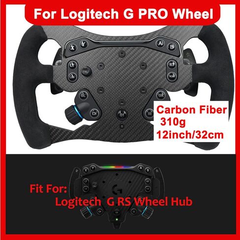 12 inch F1 Formula Real Carbon Fiber For Logitech G PRO Racing Wheel; Replace lightweight Original Suede Compatible with Logitech G RS TRUEFORCE Force Feedback RS50 System Hub (12 inch-With Suede) in Saudi Arabia