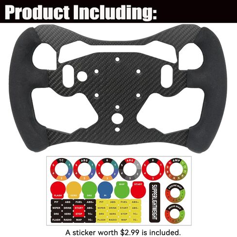 12 inch F1 Formula Real Carbon Fiber For Logitech G PRO Racing Wheel; Replace lightweight Original Suede Compatible with Logitech G RS TRUEFORCE Force Feedback RS50 System Hub (12 inch-With Suede) in Saudi Arabia