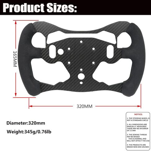 12 inch F1 Formula Real Carbon Fiber For Logitech G PRO Racing Wheel; Replace lightweight Original Suede Compatible with Logitech G RS TRUEFORCE Force Feedback RS50 System Hub (12 inch-With Suede) in Saudi Arabia