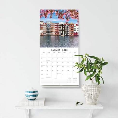 Red Robin 2026 Amsterdam Monthly Wall Calendar | 12" x 24" Open | Premium Thick & Sturdy Paper | Hangable 12 Month Calendar | Lined Notes & To Do Area | Vivid Images | Plastic Free in Saudi Arabia