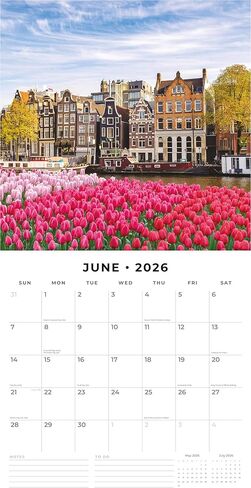 Red Robin 2026 Amsterdam Monthly Wall Calendar | 12" x 24" Open | Premium Thick & Sturdy Paper | Hangable 12 Month Calendar | Lined Notes & To Do Area | Vivid Images | Plastic Free in Saudi Arabia