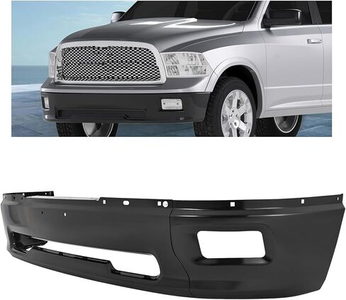 HECASA Front Bumper Face Bar 3Pcs Compatible with 2009-2012 Dodge Ram 1500 W/Fog Hole NOT Fit SPORT Models Steel Powder Coated Black Replacement for 68206067AA 55112609AA CH1002384 in Saudi Arabia