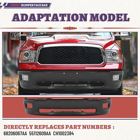 HECASA Front Bumper Face Bar 3Pcs Compatible with 2009-2012 Dodge Ram 1500 W/Fog Hole NOT Fit SPORT Models Steel Powder Coated Black Replacement for 68206067AA 55112609AA CH1002384 in Saudi Arabia