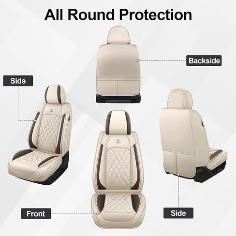 Seat Covers Fit for Volkswagen EOS 2007-2016 Nappa Faux Leather Car Seat Covers, Breathable and Comfortable seat Cover, Car Seat Protector Interior Accessories(Beige,Front Set) in Saudi Arabia