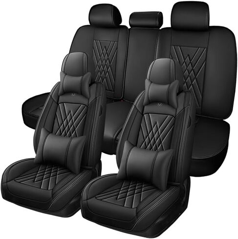 Seat Covers Fit for Volkswagen EOS 2007-2016 Nappa Faux Leather Car Seat Covers, Breathable and Comfortable seat Cover, Car Seat Protector Interior Accessories(Beige,Front Set) in Saudi Arabia