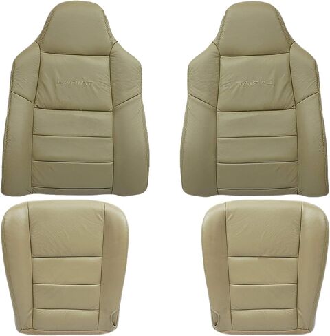 2003 2004 2005 2006 2007 Ford F250 F350 Lariat Synthetic Leather Seat Cover Replacement, Vinyl Seat Covers for Ford F250 F350 (Front (2 Bottom & 2 Top), Medium Parchment (Tan)) in Saudi Arabia