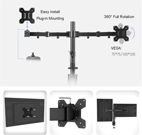 MS02 حامل شاشة مزدوج مثبت على المكتب 360 درجة 10 بوصة - 27 بوصة in Kuwait