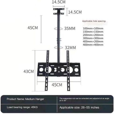 14-120 inch monitor rotating and telescopic stand(Blackdoublepoleextralarge) in Saudi Arabia