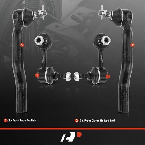 مجموعة A-Premium مكونة من 4 قطع، رابط شريط أمامي ونهاية قضيب ربط خارجي، متوافق مع Honda Civic 2006 2007 2008 2009 2010 2011 in Kuwait
