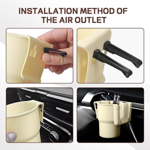 Car Cup Holder Organizer, 2 in 1 Drink Phone Holder, Multi-Function Bottle and Phone Cradle for Automotive Air Vent Door Back Seat, Universal Vehicle Storage Organizer, Car Accessories (Black) in Kuwait