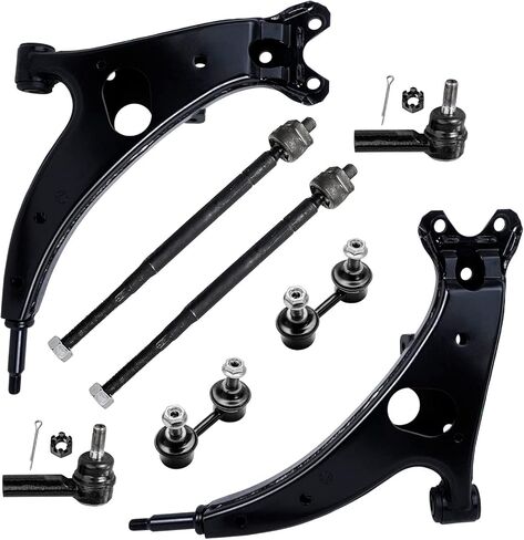 محور ديترويت - مجموعة أذرع التحكم الأمامية 8 قطع لسيارة Toyota RAV4 96-00، أطراف قضيب ربط أذرع التحكم السفلية وصلات نهاية شريط Sway 1996 1997 1998 1999 2000 in Kuwait