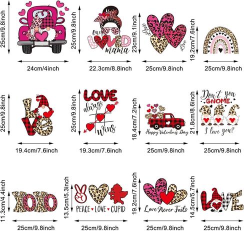 Whaline 12 Sheet Valentine's Day Iron On Transfers Patches Leopard Love Heart Heat Transfer Iron Patches Leopard Valentine Heat Transfer Stickers for Clothing Fabric DIY Craft Costume Decor in Saudi Arabia