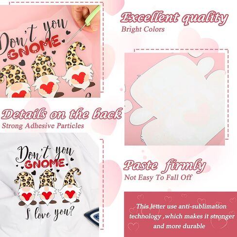 Whaline 12 Sheet Valentine's Day Iron On Transfers Patches Leopard Love Heart Heat Transfer Iron Patches Leopard Valentine Heat Transfer Stickers for Clothing Fabric DIY Craft Costume Decor in Saudi Arabia