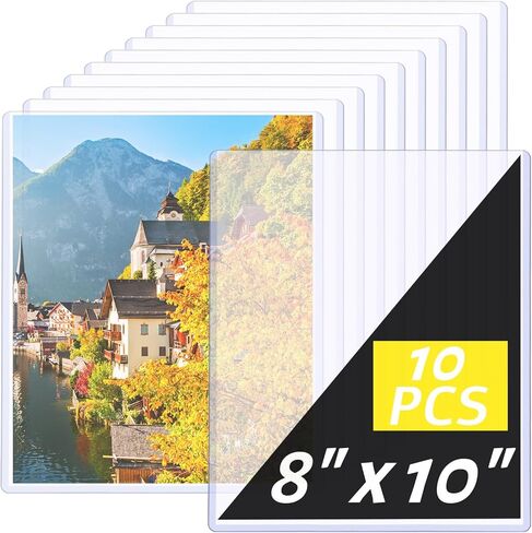 واقيات أكمام بطاقات بريدية صلبة مقاس 8 × 10 بوصة، واقيات أوراق شفافة مقاومة للماء وغير قابلة للتمزق للبطاقات الرياضية، والبطاقات البريدية للصور، والمطبوعات، وشهادات الميلاد (10 عبوات، تصفيح) in Kuwait