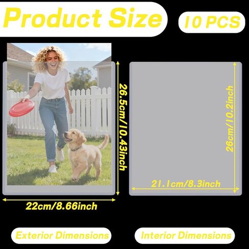 واقيات أكمام بطاقات بريدية صلبة مقاس 8 × 10 بوصة، واقيات أوراق شفافة مقاومة للماء وغير قابلة للتمزق للبطاقات الرياضية، والبطاقات البريدية للصور، والمطبوعات، وشهادات الميلاد (10 عبوات، تصفيح) in Kuwait