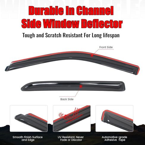 IKON Motorsports في أقنعة نافذة القناة متوافقة مع 09-18 Dodge Ram 1500 19-24 Ram 1500 Classic 10-25 Ram 2500 3500 Crew Cab، دخان أكريليك/واقي مطر ملون، عاكسات الرياح للنافذة الجانبية 4 قطع in Saudi Arabia