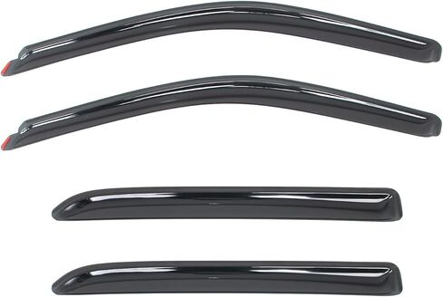 IKON Motorsports في أقنعة نافذة القناة متوافقة مع 09-18 Dodge Ram 1500 19-24 Ram 1500 Classic 10-25 Ram 2500 3500 Crew Cab، دخان أكريليك/واقي مطر ملون، عاكسات الرياح للنافذة الجانبية 4 قطع in Saudi Arabia