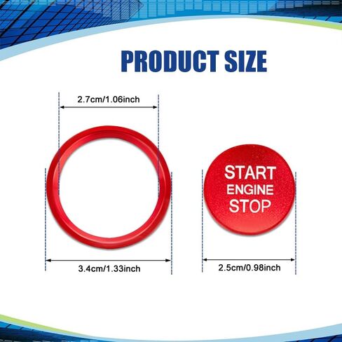 Car Push Start Button Cover, Engine Start Stop Button Cover, Alumninum Vehicle Key Ignition Switch Knob Protector with Trim Ring, Car Accessories Ignition Button Cover Replacement for Audi (Black) in Saudi Arabia