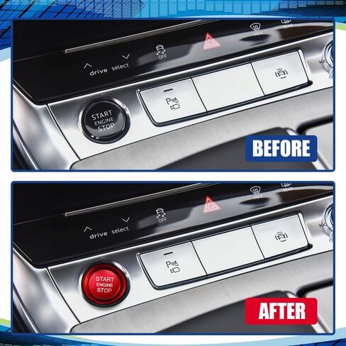 Car Push Start Button Cover, Engine Start Stop Button Cover, Alumninum Vehicle Key Ignition Switch Knob Protector with Trim Ring, Car Accessories Ignition Button Cover Replacement for Audi (Black) in Saudi Arabia