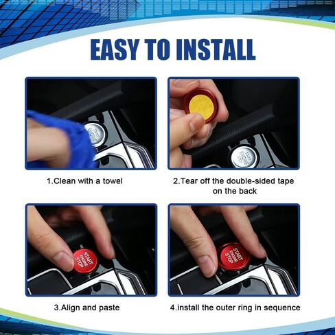 Car Push Start Button Cover, Engine Start Stop Button Cover, Alumninum Vehicle Key Ignition Switch Knob Protector with Trim Ring, Car Accessories Ignition Button Cover Replacement for Audi (Black) in Saudi Arabia