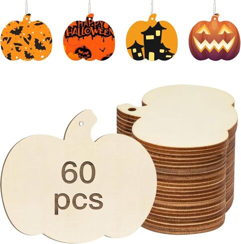 90 Pcs Thanksgiving Pumpkin Wooden Cutouts Unfinished Wood Crafts Pumpkin Wooden Pumpkins Ornaments to Paint Decorations DIY Blank Fall Pumpkin Shapes Discs Christmas 3.9x3.7 Inch in Saudi Arabia
