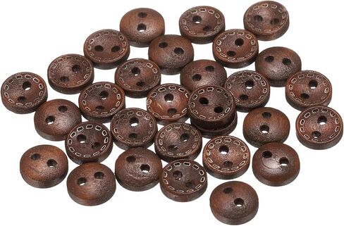 HARFINGTON 30pcs 24L Wooden Sewing Button 5/8"(15mm) 2 Holes Wood Round Craft Replacement Buttons for Sewing Clothing Pillow DIY Crafts Decoration, Medium Brown in Saudi Arabia