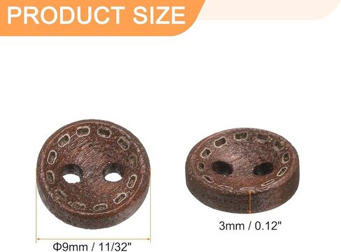 HARFINGTON 30pcs 24L Wooden Sewing Button 5/8"(15mm) 2 Holes Wood Round Craft Replacement Buttons for Sewing Clothing Pillow DIY Crafts Decoration, Medium Brown in Saudi Arabia
