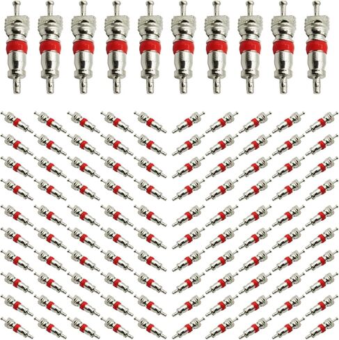 100Pcs Schrader Tire Valve Core,Valve Stem Core Replacement for General Vehicles of Cars,Motorcycles,Bicycles and Trucks,Two Colors Seal Rubber Ring Available (Black) in Saudi Arabia